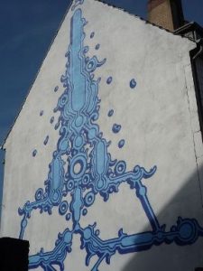 Blaue Streetart in Köln-Ehrenfeld